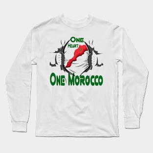 One Heart One Morocco Proud Flag Long Sleeve T-Shirt